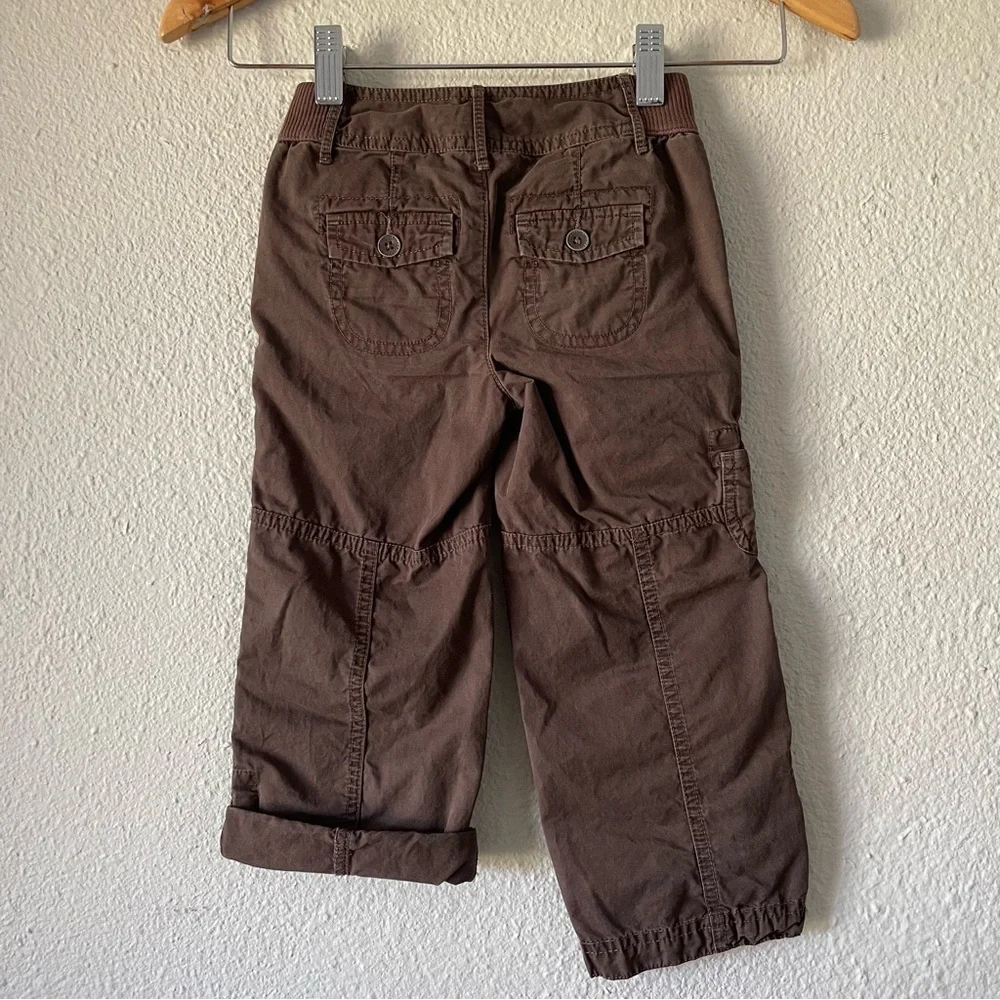 Justice Cargo Pants Girls 6 Slim Brown Roll Up Straight Leg Cropped Play Y2K